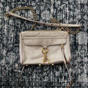 Rebecca Minkoff Cream Leather Crossbody Bag with Gold Accents